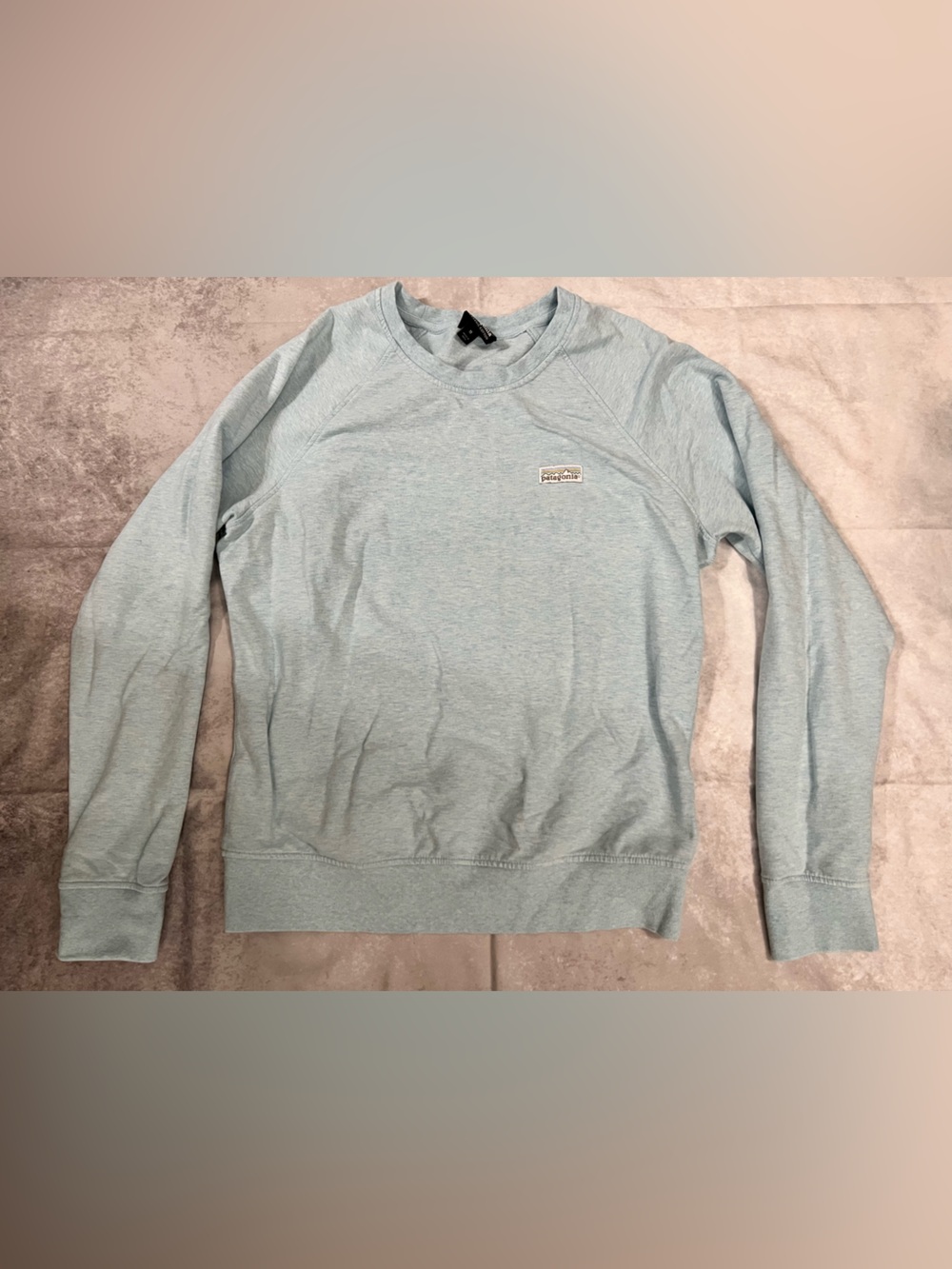 Patagonia Light Blue Heather Logo Crew Organic cotton